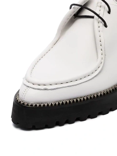 Shop Marques' Almeida White Chunky Heel Leather Brogues