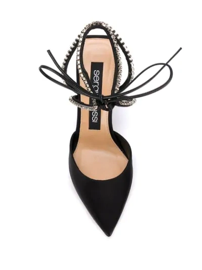 Shop Sergio Rossi Crystal-embellished Satin Pumps In Black