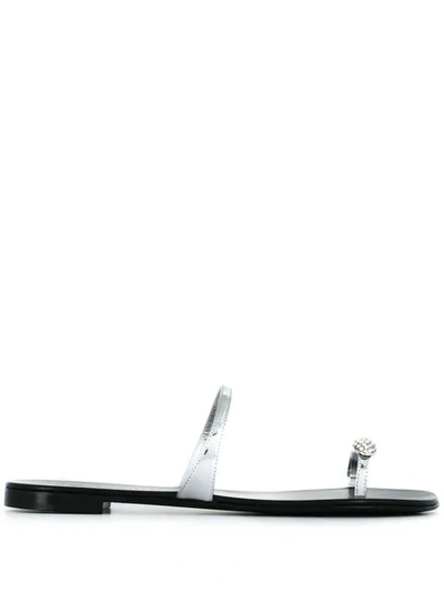 Shop Giuseppe Zanotti Ring Flat Sandals In Silver