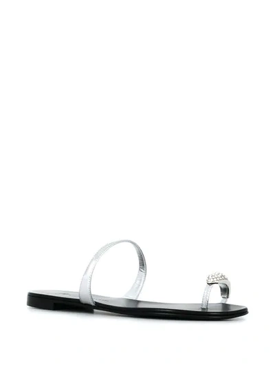 Shop Giuseppe Zanotti Ring Flat Sandals In Silver