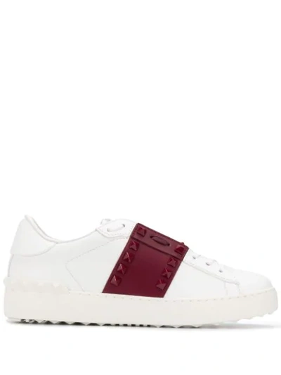 Shop Valentino Studded Sneakers In White