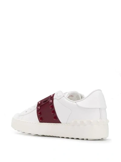 VALENTINO STUDDED T-BAR CONTRAST SNEAKERS - 白色