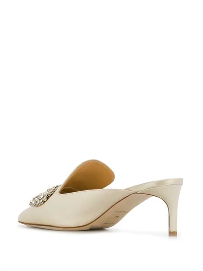 Shop Giannico Daphne Satin Mules In White