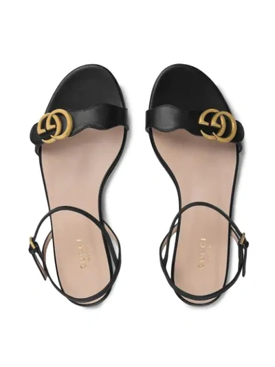 Shop Gucci Double G Leather Sandals In Black