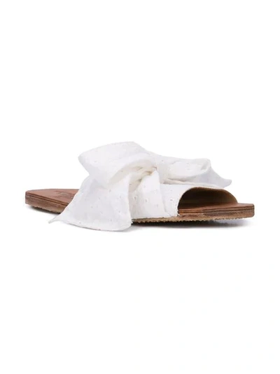 Shop Brother Vellies Bow Front Slides In White