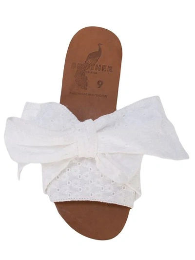 Shop Brother Vellies Bow Front Slides In White