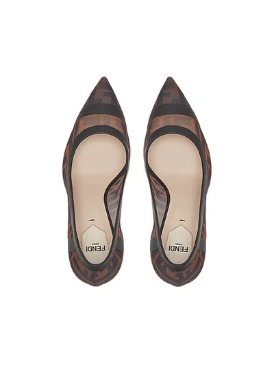 Shop Fendi Colibrì Ff Motif Mesh Pumps In Brown