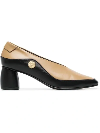 Shop Reike Nen Black And Beige 60 Leather Pumps In Neutrals