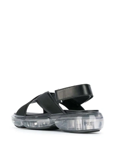 Shop Prada Cross Strap Sandals In F0002  Nero