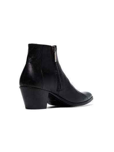 Shop Saint Laurent Black Finn 60 Leather Cowboy Ankle Boots