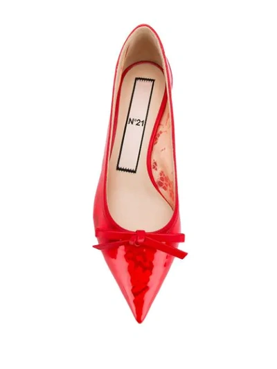 Shop N°21 Front Bow Ballerinas In Red