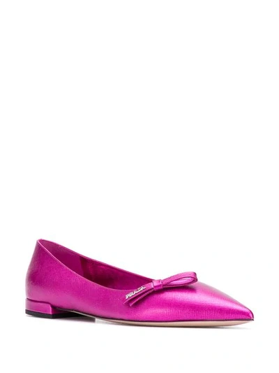 Shop Prada Pointed Toe Ballerinas - Pink