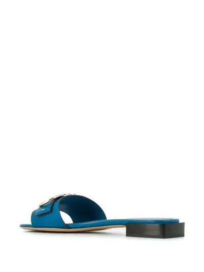 Ferragamo Gancini Slide Sandals In Blue
