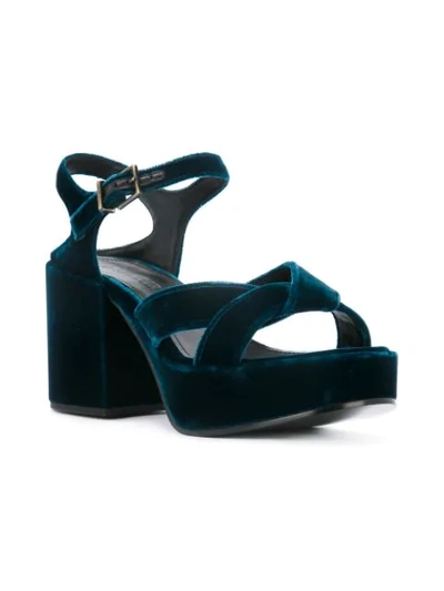 Shop Jil Sander Velvet Platform Sandals In Green