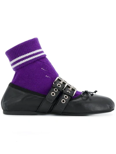 Shop Miu Miu Sock Ballerinas In F0f2p Black