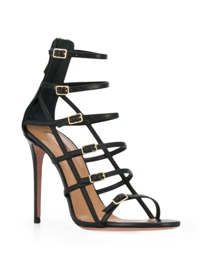 Shop Aquazzura Supermodel Buckle Sandals In Black