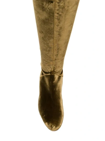 Shop Alberta Ferretti Velvet Over The Knee Boots In Brown
