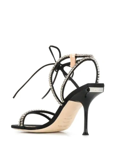 SERGIO ROSSI CRYSTAL STRAPPY SANDALS - 黑色