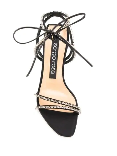 SERGIO ROSSI CRYSTAL STRAPPY SANDALS - 黑色