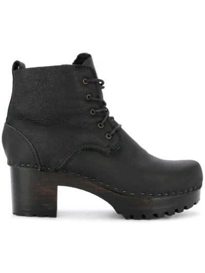 Shop No.6 Lander Lace Up Shearling Clog Boot In Black