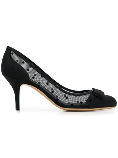 Shop Ferragamo Dotted Carla Pumps In Black