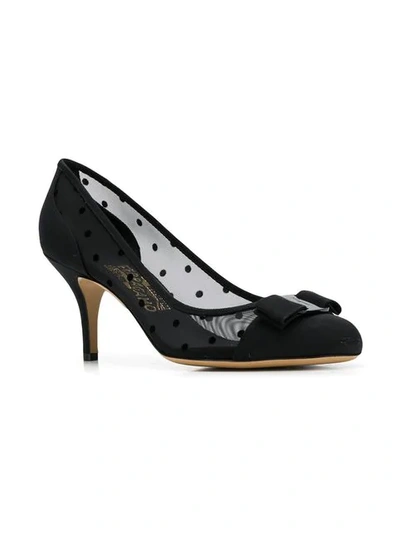 Shop Ferragamo Dotted Carla Pumps In Black