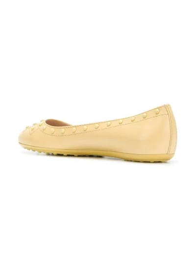 Shop Tod's Gommino Stud Ballerina Shoes In Yellow