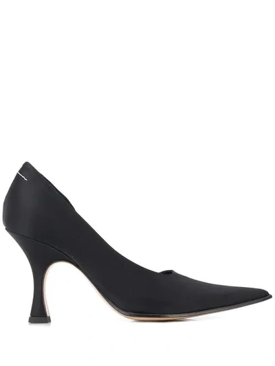 Shop Mm6 Maison Margiela Black Curved Pumps