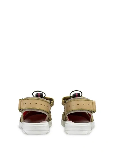 Shop Gucci Leather And Mesh Sandals In Neutrals