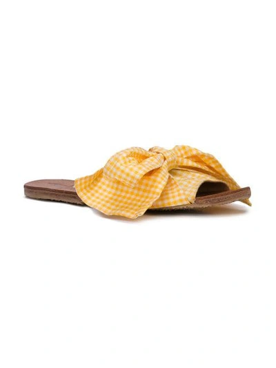 Shop Brother Vellies Bow Front Slides In Yellow