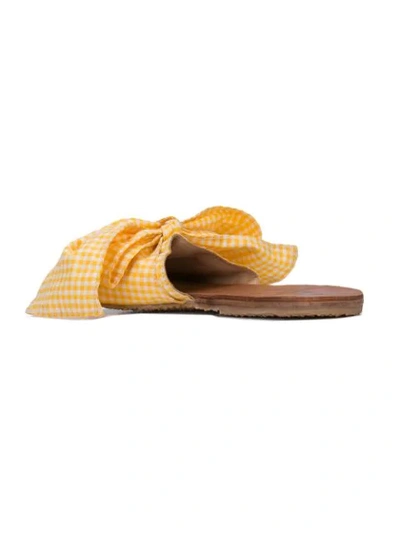 Shop Brother Vellies Bow Front Slides In Yellow
