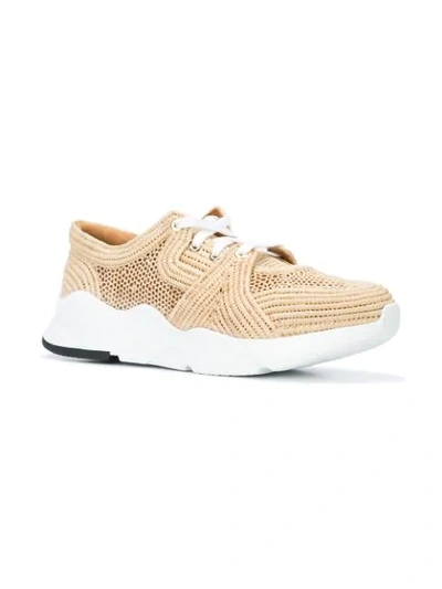 Shop Clergerie Cut-out Detail Sneakers In Neutrals