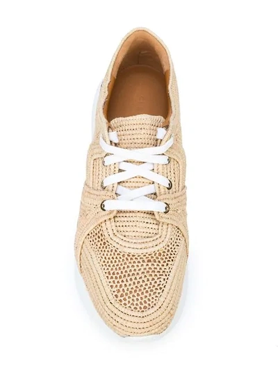 Shop Clergerie Cut-out Detail Sneakers In Neutrals
