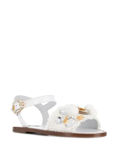 Shop Dolce & Gabbana Embellished Coin Sandals In White