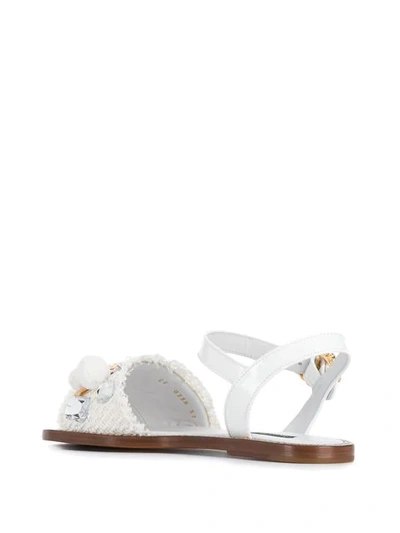 Shop Dolce & Gabbana Embellished Coin Sandals In White