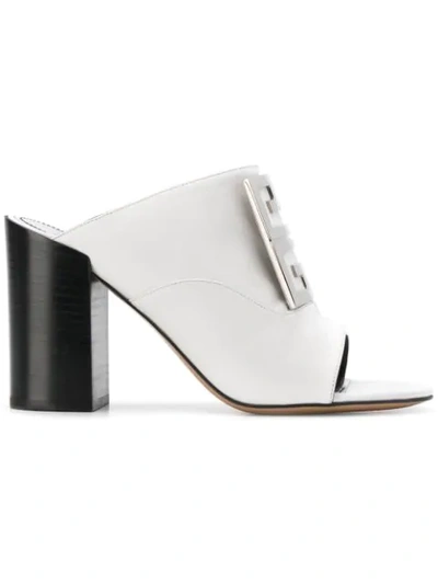 GIVENCHY GG BLOCK HEEL MULES - 白色