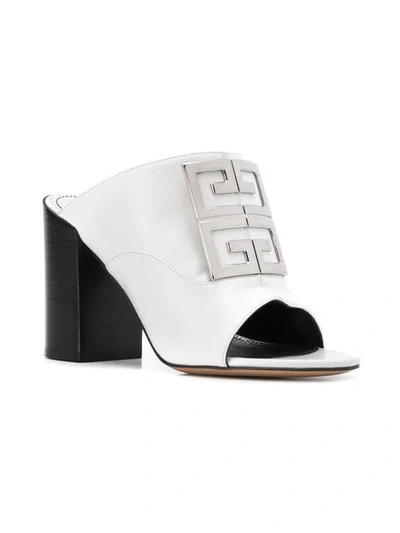 Shop Givenchy Logo Plaque Mules In White