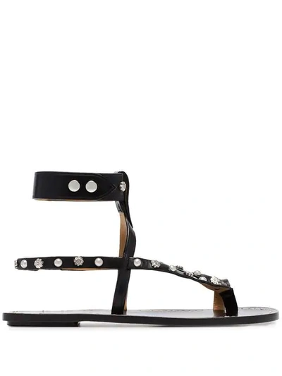 Shop Isabel Marant Black Engo Studded Leather Sandals