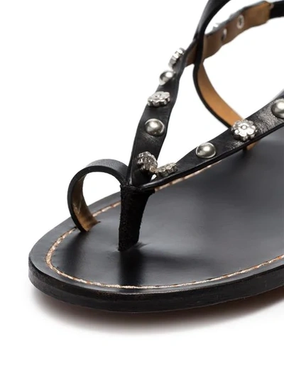 ISABEL MARANT BLACK ENGO STUDDED LEATHER SANDALS - 黑色