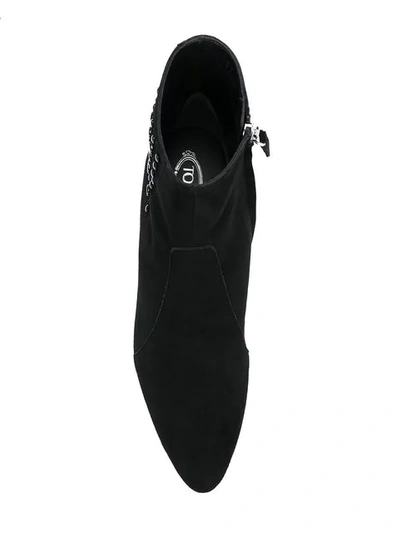 Shop Tod's Embellished Ankle Boots In Black