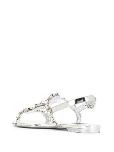 Shop Dolce & Gabbana Crystal Embellished Sandals In Silver