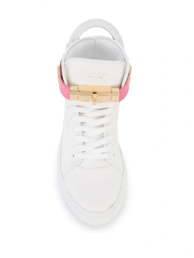 Shop Buscemi Hi-top Ankle Strap Sneakers In White