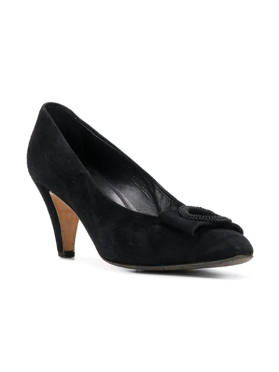 Pre-owned Prada 1990's Bow Detail Pumps In Black