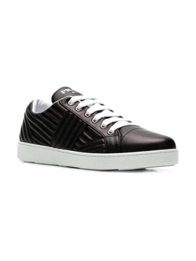 Shop Prada Quilted Sneakers In Black