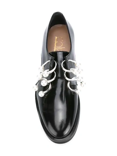 Shop Coliac Pearl Embellished Formal Shoes In Black