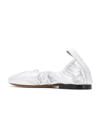 Studio Chofakian Leather Elasticated Pumps In Silver