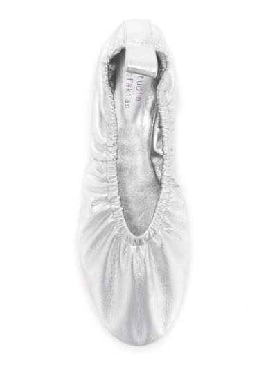 Studio Chofakian Leather Elasticated Pumps In Silver