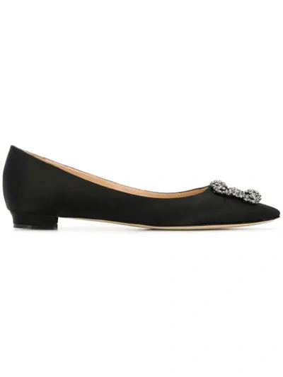 Shop Manolo Blahnik Hangisiflat Loafers In Black