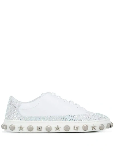 Shop Philipp Plein Embellished Sneakers In White