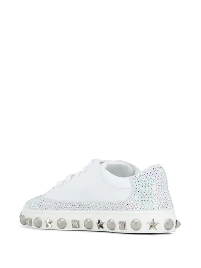 Shop Philipp Plein Embellished Sneakers In White